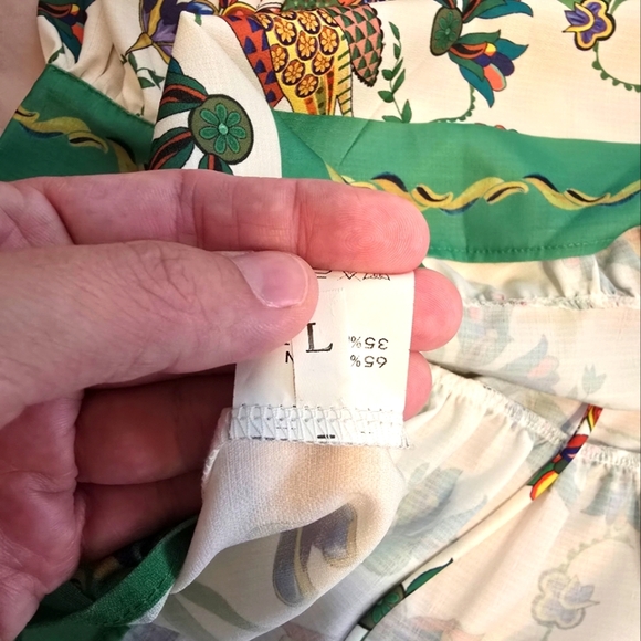 NWOT Boutique Green Print Bird Dress Womens Size Large - Picture 7 of 8